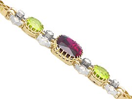 Antique Gold Peridot Garnet Bracelet