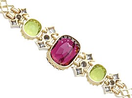 Peridot and Garnet Bracelet in Gold reverse 