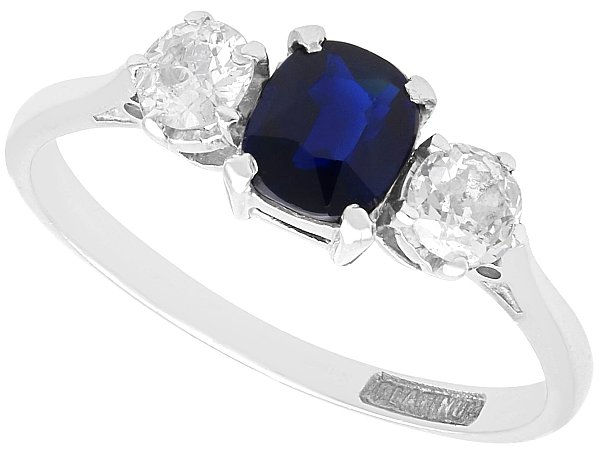 Cushion Cut Sapphire Trilogy Ring for Sale