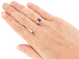 Sapphire Trilogy Engagement Ring wearing 