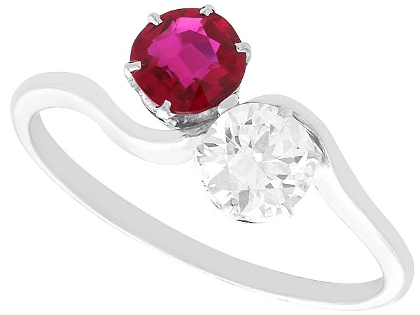 Platinum Ruby Twist Engagement Ring for Sale