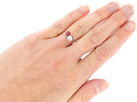 Platinum Ruby Twist Engagement Ring wearing