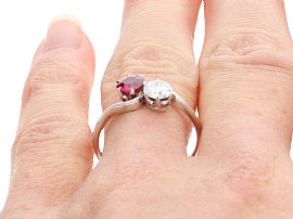 Platinum Ruby Twist Engagement Ring wearing