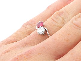 Platinum Ruby Twist Engagement Ring wearing