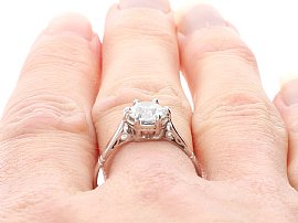 Edwardian Solitaire Ring in White Gold wearing