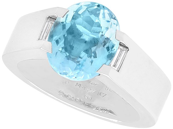 Cartier Aquamarine Ring in White Gold for Sale