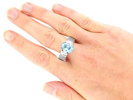 Cartier Aquamarine Ring in White Gold wearing