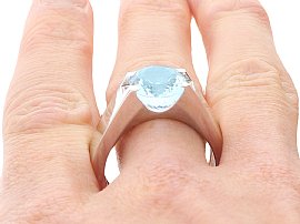 Cartier Aquamarine Ring in White Gold wearing