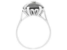 Antique Black Onyx and Diamond Ring in White Gold