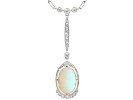 2.35ct Opal and 0.60ct Diamond, 18ct Yellow Gold Pendant - Antique Circa 1920