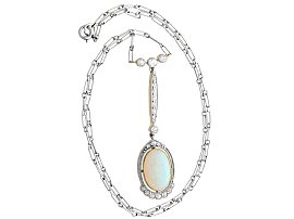 1920s Opal Drop Pendant with Diamonds