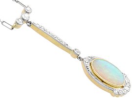 1920s Opal Drop Pendant with Diamonds