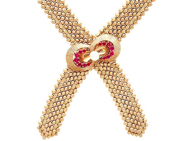 Vintage Gold Necklace with Rubies