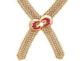 Vintage 1.45ct Ruby and Pearl, 10ct Yellow Gold Necklace