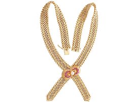 Vintage Gold Necklace with Rubies