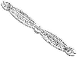 Horizontal Platinum Diamond Brooch Pin reverse 