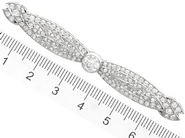 Horizontal Platinum Diamond Brooch Pin size