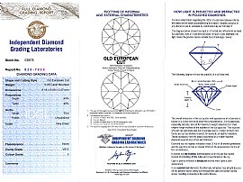 Horizontal Platinum Diamond Brooch Pin certificate 