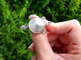 Antique Pearl Turtle Brooch with Diamonds outside