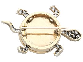 Antique Pearl Turtle Brooch with Diamonds underside