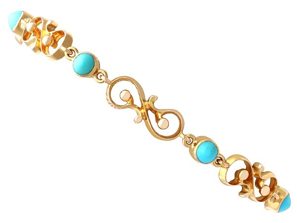 Antique Gold Turquoise Bracelet for Sale