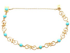 Antique Gold Turquoise Bracelet open