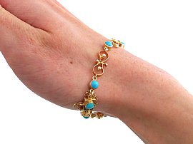 Antique Gold Turquoise Bracelet wearing image