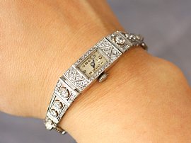 1920s Diamond Cocktail Watch on wrist 