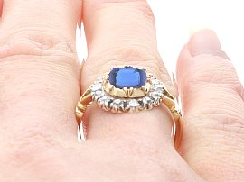 Cushion Cut Burmese Sapphire Ring Modelled