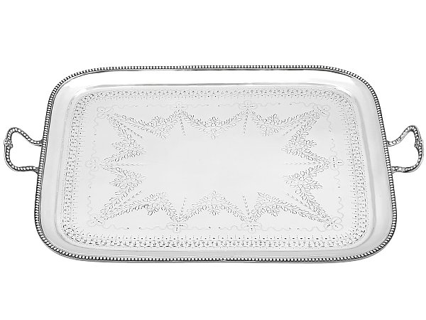 Victorian Silver Drinks Tray with Handles 