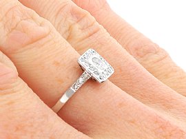 Small Art Deco Diamond Cluster Ring wearing