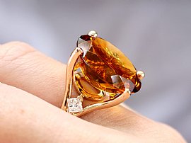 Oval Citrine Engagement Ring on hand