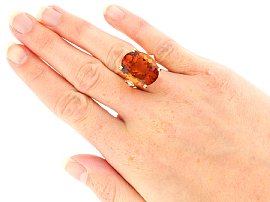 Oval Citrine Engagement Ring wearing