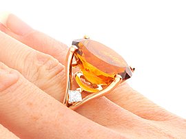 Oval Citrine Engagement Ring on hand