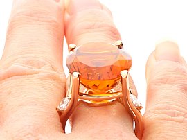 Oval Citrine Engagement Ring on finger 