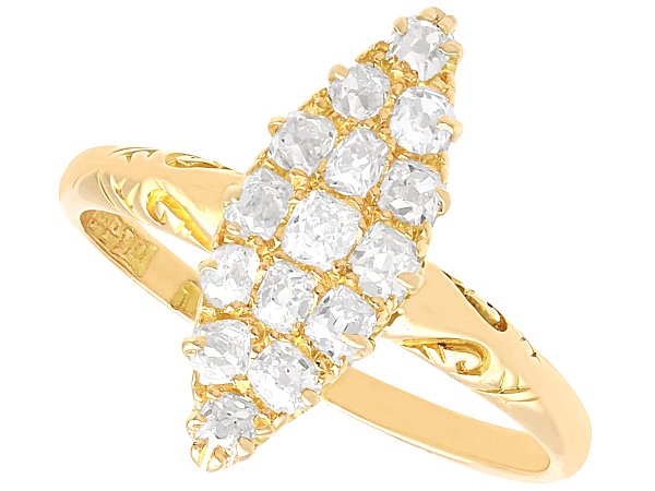 Marquise Cluster Ring in Yellow Gold for Sale