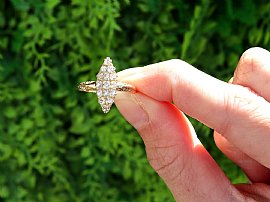 Marquise Shaped Diamond Cluster Ring in Yellow Gold