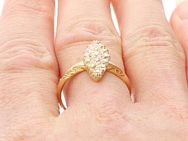 Marquise Cluster Ring in Yellow Gold wearing