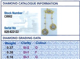 Yellow Gold Diamond Drop Pendant Necklace grading card