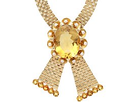 Large 68.50ct Citrine and Pearl, 9ct Yellow Gold Necklace