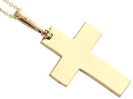 Blue Enamel Cross Pendant with Diamonds