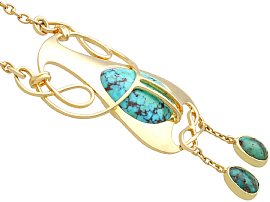 Turquoise Art Nouveau Pendant in Gold