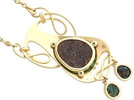 Turquoise Art Nouveau Pendant in Gold