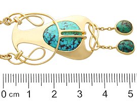 Turquoise Art Nouveau Pendant in Gold