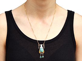 Turquoise Art Nouveau Pendant in Gold