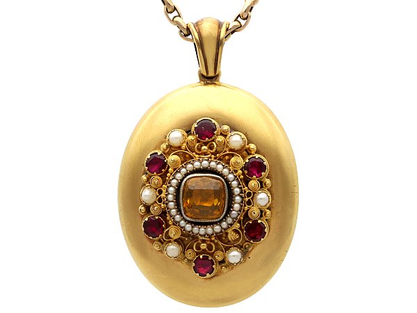 Gemstone Victorian Locket in Gold for Sale