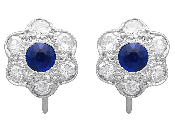 Sapphire and Diamond Earrings in Platinum