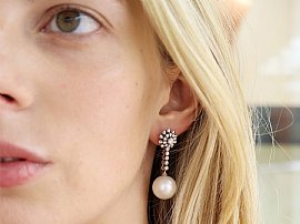 Pearl Earrings wearing 