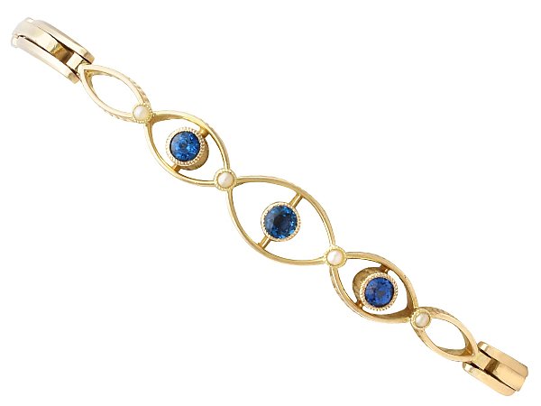 Pearl and Sapphire Bracelet Yellow Gold