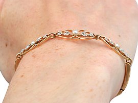 Seed Pearl and Diamond Bracelet in Rose Gold